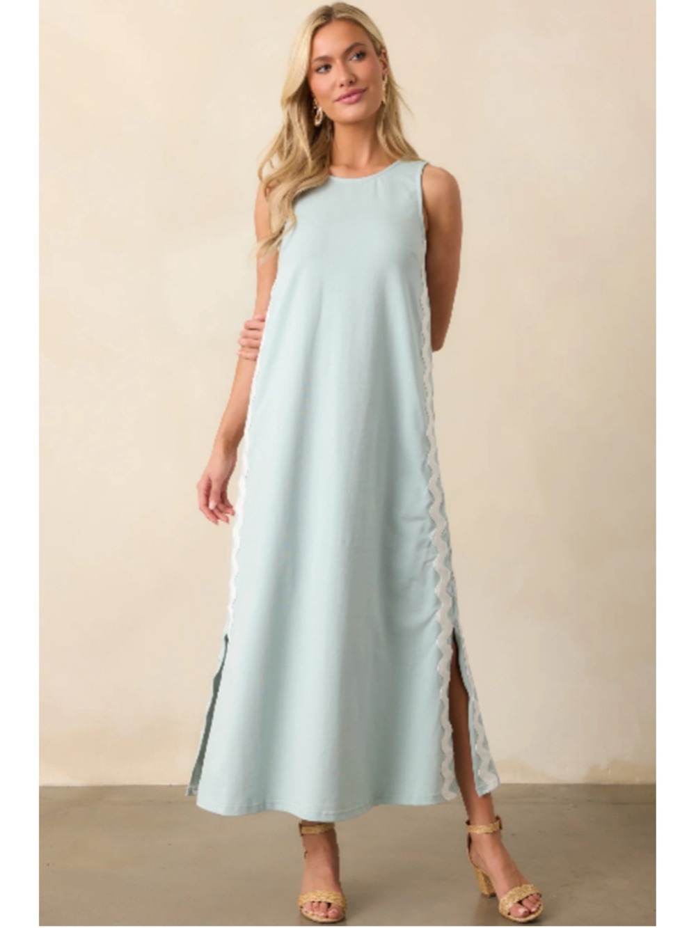 Women's PROSPERINA Light Blue White Maxi Dress S
